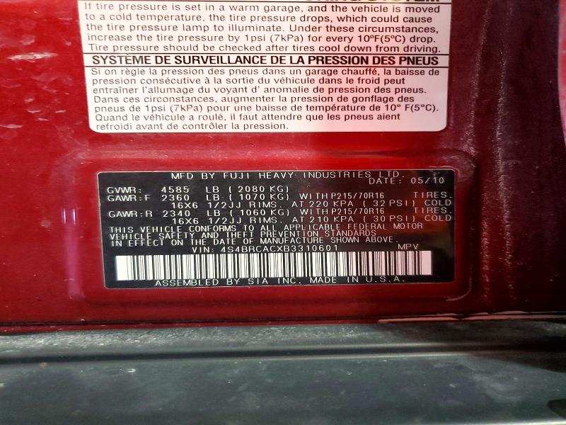 Aukcja sprzedaży 2011 Subaru Outback, vin: 4S4BRCACXB3310601, numer aukcji: 60756126