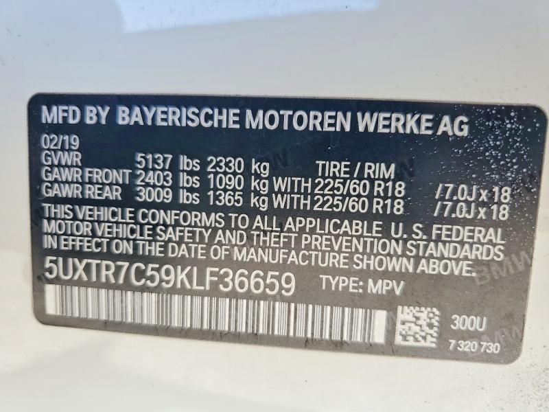 Aukcja sprzedaży 2019 Bmw X3, vin: 5UXTR7C59KLF36659, numer aukcji: 63183726