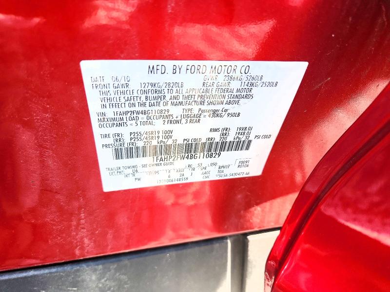 Продаж на аукціоні авто 2011 Ford Taurus, vin: 1FAHP2FW4BG110829, номер лоту: 62271286