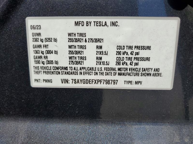 Продаж на аукціоні авто 2023 Tesla Model Y, vin: 7SAYGDEFXPF798797, номер лоту: 61596676