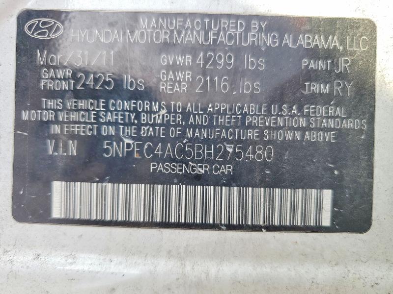 Aukcja sprzedaży 2011 Hyundai Sonata, vin: 5NPEC4AC5BH275480, numer aukcji: 61568416