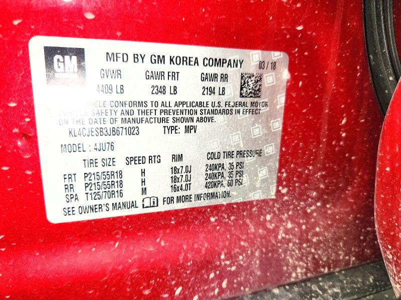 2018 Buick Encore მანქანა იყიდება აუქციონზე, vin: KL4CJESB3JB671023, აუქციონის ნომერი: 63356026
