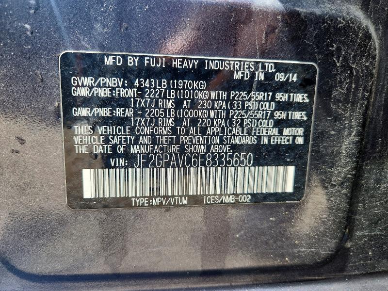 2014 Subaru Xv Crosstrek მანქანა იყიდება აუქციონზე, vin: JF2GPAVC6E8335650, აუქციონის ნომერი: 60555736