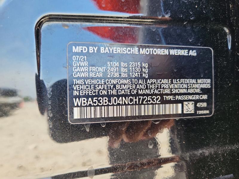Продажа на аукционе авто 2022 Bmw 540, vin: WBA53BJ04NCH72532, номер лота: 61894016