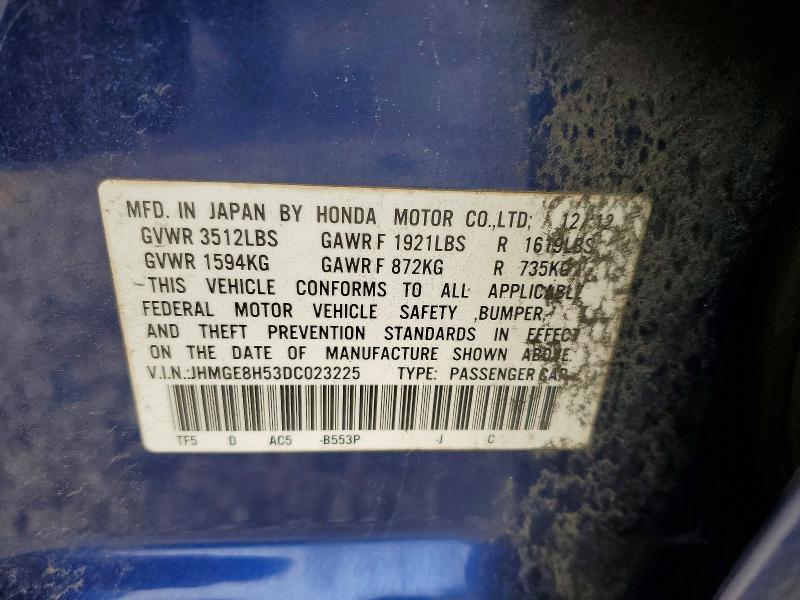Aukcja sprzedaży 2013 Honda Fit, vin: JHMGE8H53DC023225, numer aukcji: 85991595