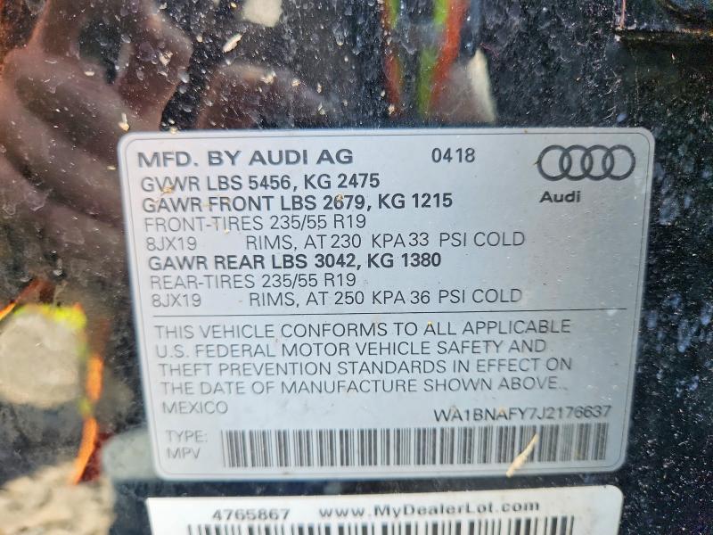 Продажа на аукционе авто 2018 Audi Q5, vin: WA1BNAFY7J2176637, номер лота: 60553086