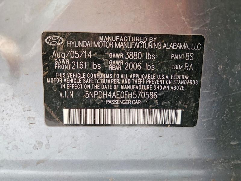 Продаж на аукціоні авто 2015 Hyundai Elantra, vin: 5NPDH4AE0FH570586, номер лоту: 60990106