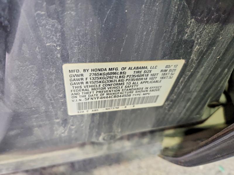 2012 Honda Pilot მანქანა იყიდება აუქციონზე, vin: 5FNYF4H44CB044556, აუქციონის ნომერი: 62232026