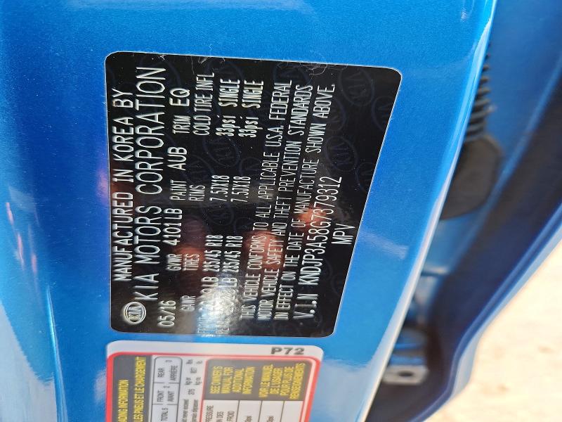 60522106 :رقم المزاد ، KNDJP3A58G7379312 vin ، 2016 Kia Soul مزاد بيع