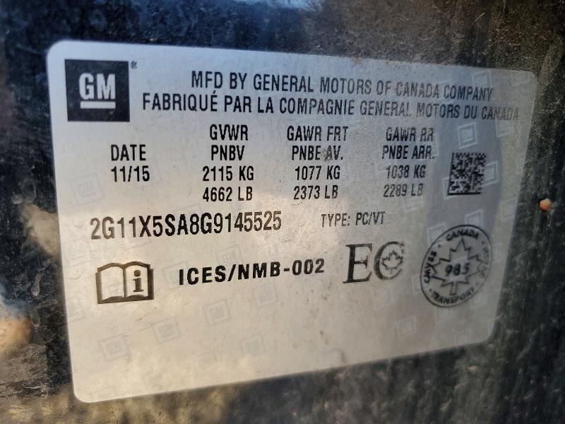 2016 Chevrolet Impala მანქანა იყიდება აუქციონზე, vin: 2G11X5SA8G9145525, აუქციონის ნომერი: 59912536