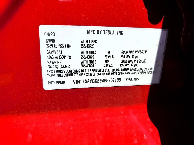 Aukcja sprzedaży 2023 Tesla Model Y, vin: 7SAYGDEE4PF762109, numer aukcji: 61090236