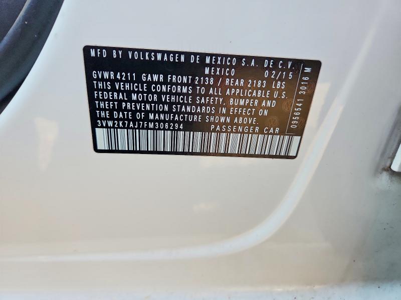 Aukcja sprzedaży 2015 Volkswagen Jetta, vin: 3VW2K7AJ7FM306294, numer aukcji: 60601566