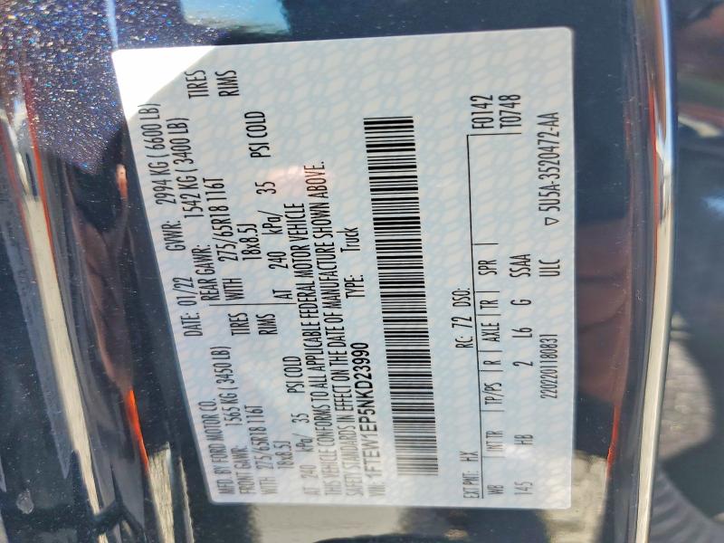 Aukcja sprzedaży 2022 Ford F150, vin: 1FTEW1EP5NKD23990, numer aukcji: 61760926