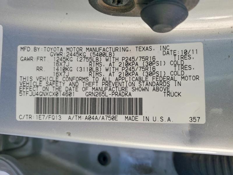 2012 Toyota Tacoma მანქანა იყიდება აუქციონზე, vin: 5TFJU4GNXCX014601, აუქციონის ნომერი: 62524086