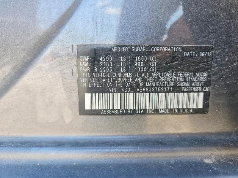 Продаж на аукціоні авто 2018 Subaru Impreza, vin: 4S3GTAB68J3752171, номер лоту: 61732136