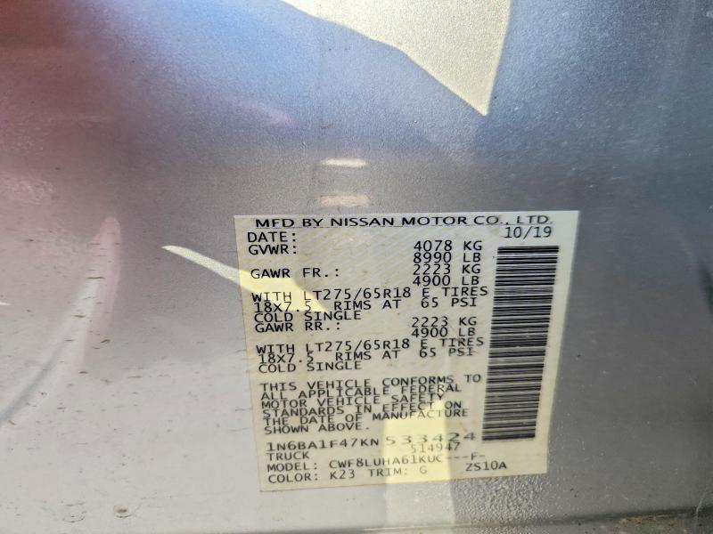 62461066 :رقم المزاد ، 1N6BA1F47KN533424 vin ، 2019 Nissan Titan Xd مزاد بيع