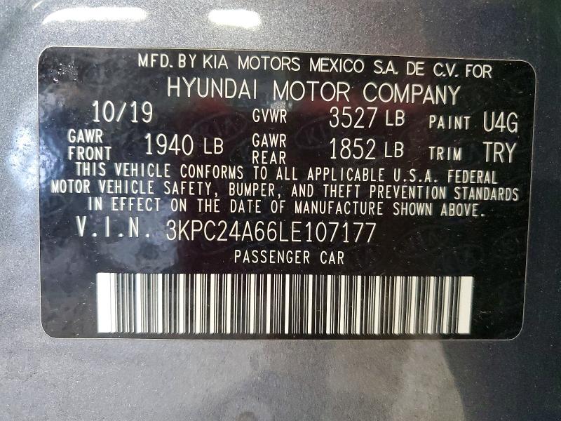 Продаж на аукціоні авто 2020 Hyundai Accent, vin: 3KPC24A66LE107177, номер лоту: 62215566