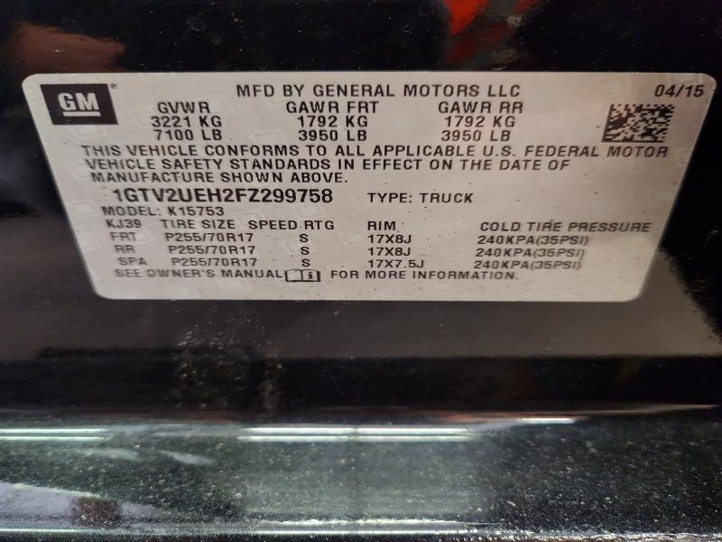 Продажа на аукционе авто 2015 Gmc Sierra, vin: 1GTV2UEH2FZ299758, номер лота: 62918786