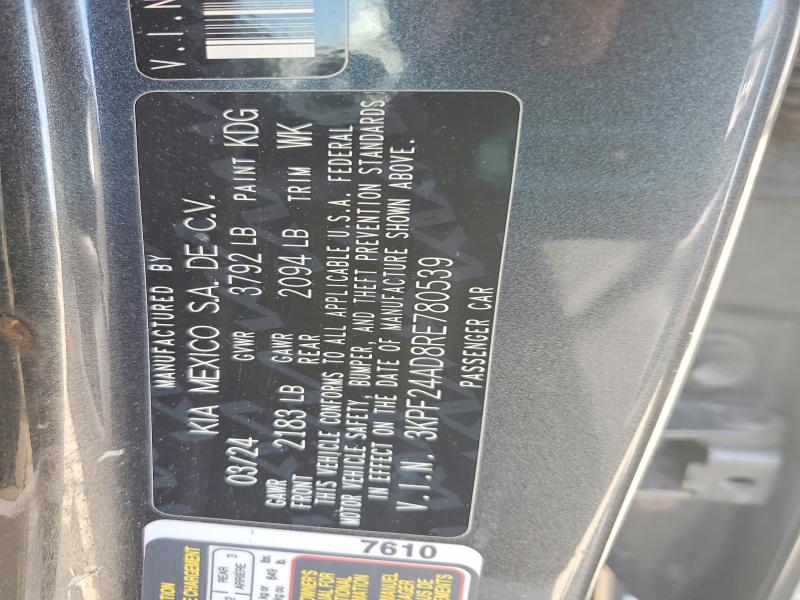 61535946 :رقم المزاد ، 3KPF24AD8RE780539 vin ، 2024 Kia Forte مزاد بيع