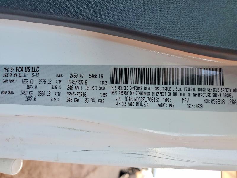 2015 Jeep Wrangler Unlimited მანქანა იყიდება აუქციონზე, vin: 1C4BJWDG3FL706161, აუქციონის ნომერი: 62837146