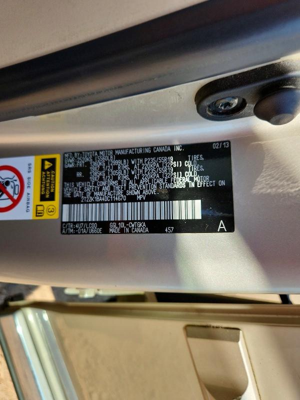 2013 Lexus Rx მანქანა იყიდება აუქციონზე, vin: 2T2ZK1BA4DC114670, აუქციონის ნომერი: 61340866