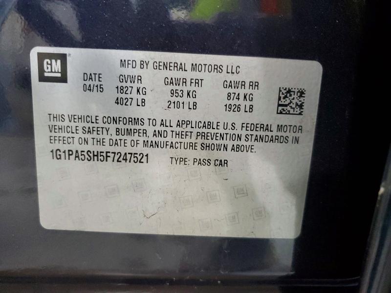 Продаж на аукціоні авто 2015 Chevrolet Cruze, vin: 1G1PA5SH5F7247521, номер лоту: 61179996