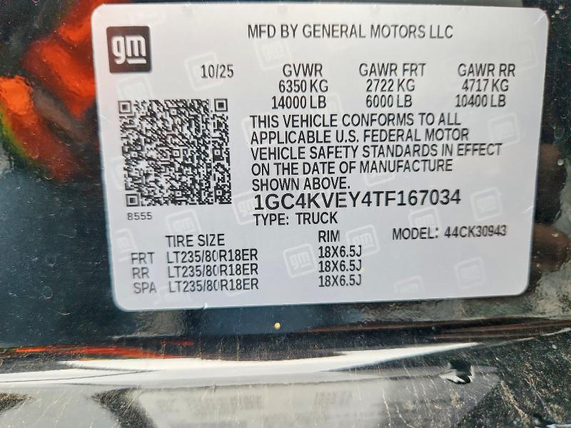 60077786 :رقم المزاد ، 1GC4KVEY4TF167034 vin ، 2026 Chevrolet Silverado مزاد بيع