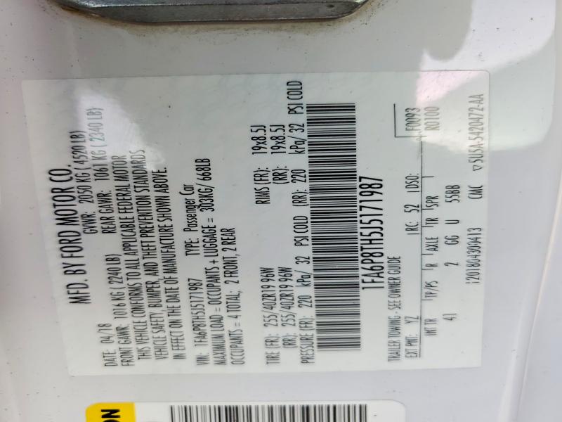 Aukcja sprzedaży 2018 Ford Mustang, vin: 1FA6P8TH5J5171987, numer aukcji: 60125906