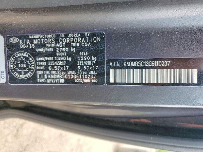 58560156 :رقم المزاد ، KNDMB5C13G6110237 vin ، 2016 Kia Sedona مزاد بيع