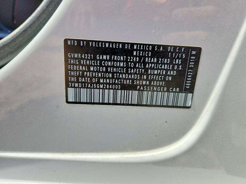 59712396 :رقم المزاد ، 3VWD17AJ5GM284003 vin ، 2016 Volkswagen Jetta مزاد بيع