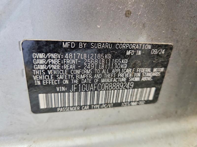 Aukcja sprzedaży 2024 Subaru Impreza, vin: JF1GUAFC0R8889249, numer aukcji: 61035976