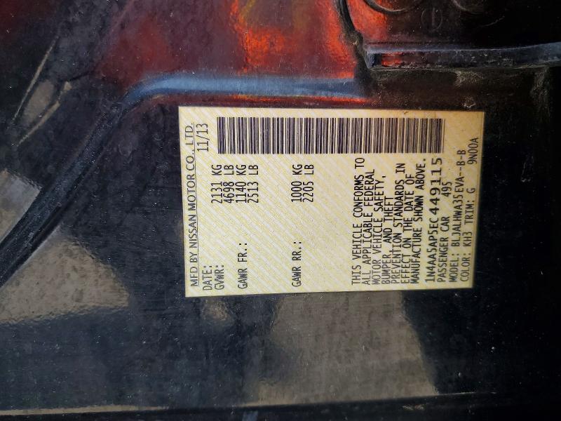 Продажа на аукционе авто 2014 Nissan Maxima, vin: 1N4AA5AP5EC449115, номер лота: 62670166