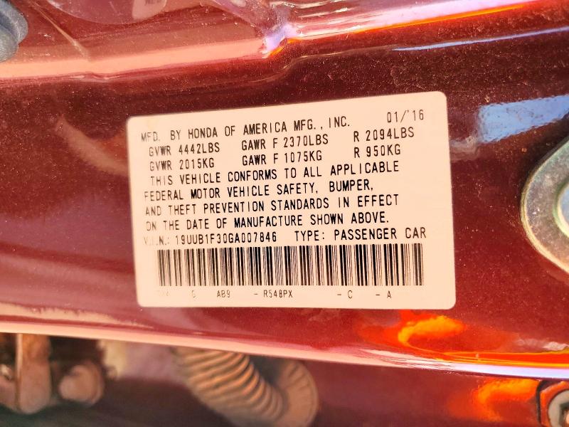 60465876 :رقم المزاد ، 19UUB1F30GA007846 vin ، 2016 Acura Tlx مزاد بيع
