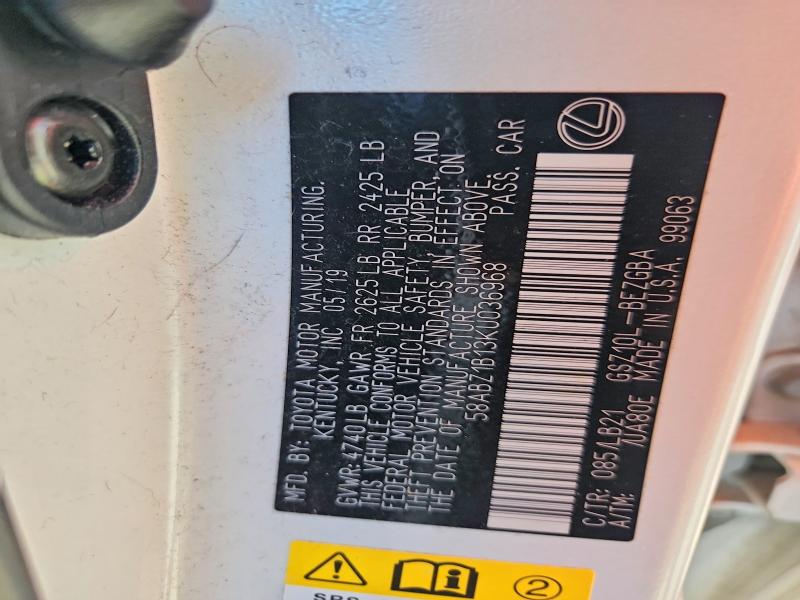 Продажа на аукционе авто 2019 Lexus Es, vin: 58ABZ1B13KU036968, номер лота: 62773876