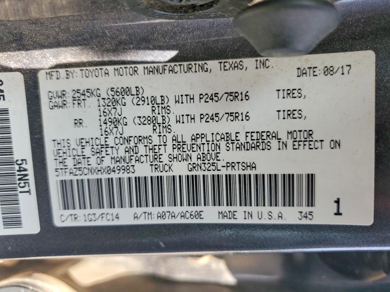Aukcja sprzedaży 2017 Toyota Tacoma, vin: 5TFAZ5CNXHX049983, numer aukcji: 61211976