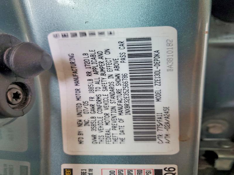 62005426 :رقم المزاد ، 1NXBR32E35Z566786 vin ، 2005 Toyota Corolla مزاد بيع