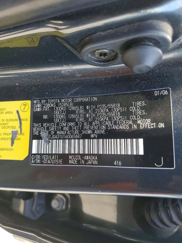 Aukcja sprzedaży 2006 Lexus Rx, vin: JTJGA31U160065847, numer aukcji: 63031366