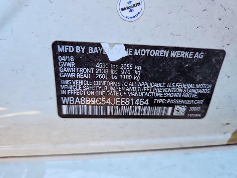 Aukcja sprzedaży 2018 Bmw 330, vin: WBA8B9C54JEE81464, numer aukcji: 61810146