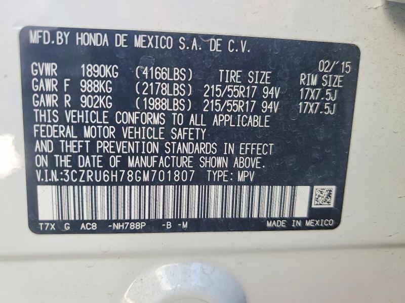 2016 Honda Hr-v მანქანა იყიდება აუქციონზე, vin: 3CZRU6H78GM701807, აუქციონის ნომერი: 61974456
