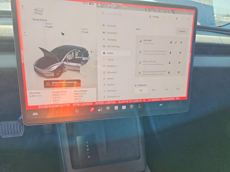 57496396 :رقم المزاد ، 5YJ3E1EA3SF127710 vin ، 2025 Tesla Model 3 مزاد بيع