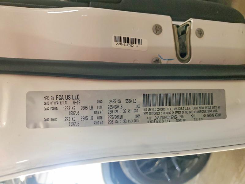 2019 Jeep Cherokee მანქანა იყიდება აუქციონზე, vin: 1C4PJMDX2KD197890, აუქციონის ნომერი: 63319256