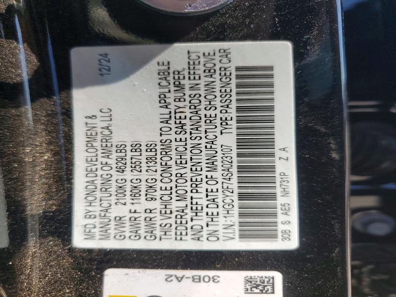 Aukcja sprzedaży 2025 Honda Accord, vin: 1HGCY2F74SA023107, numer aukcji: 60548626