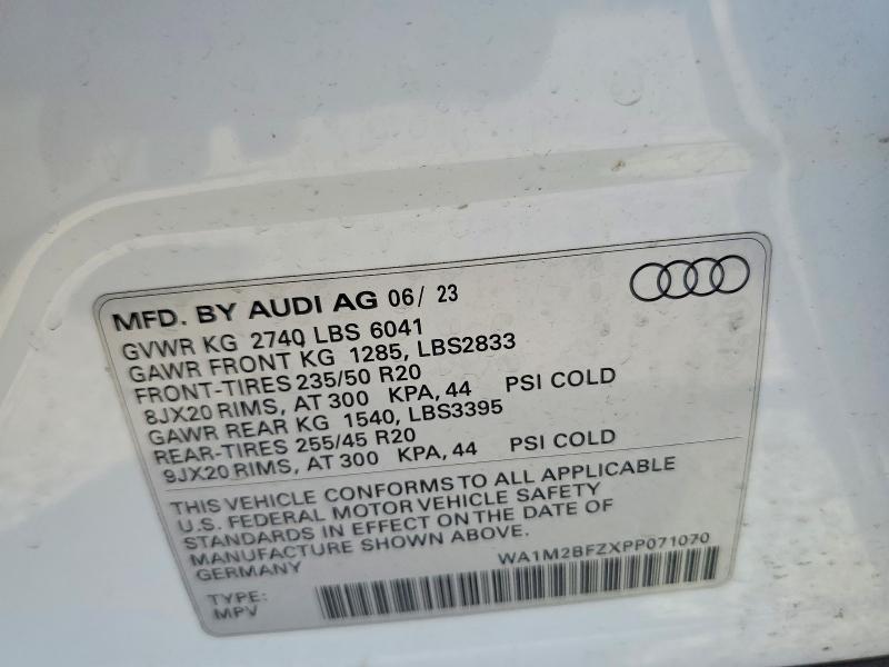 Aukcja sprzedaży 2023 Audi Q4 E-tron, vin: WA1M2BFZXPP071070, numer aukcji: 60948036