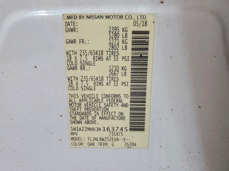 60218636 :رقم المزاد ، 5N1AZ2MHXJN163745 vin ، 2018 Nissan Murano مزاد بيع