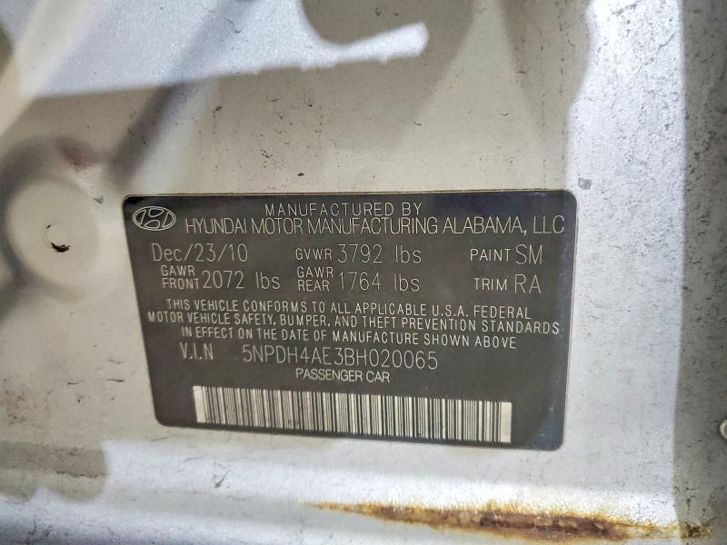 Продаж на аукціоні авто 2011 Hyundai Elantra, vin: 5NPDH4AE3BH020065, номер лоту: 62644396