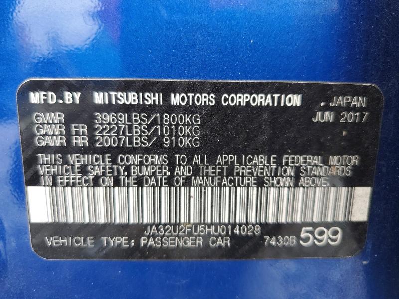 Продажа на аукционе авто 2017 Mitsubishi Lancer, vin: JA32U2FU5HU014028, номер лота: 62586746