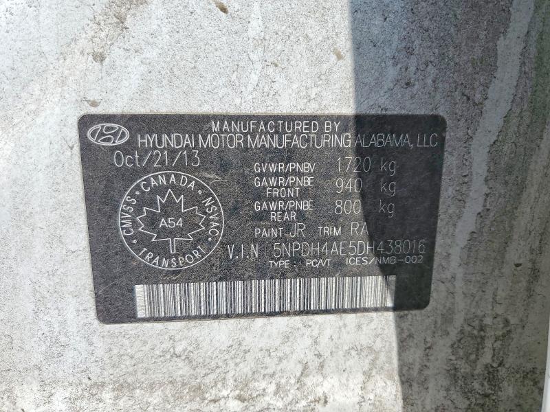 61756966 :رقم المزاد ، 5NPDH4AE5DH438016 vin ، 2013 Hyundai Elantra مزاد بيع