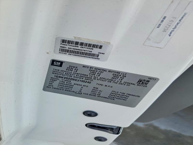 61438126 :رقم المزاد ، 1GNKVGEDXCJ195240 vin ، 2012 Chevrolet Traverse مزاد بيع