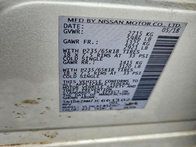 Aukcja sprzedaży 2018 Nissan Pathfinder, vin: 5N1DR2MM7JC661102, numer aukcji: 63140936