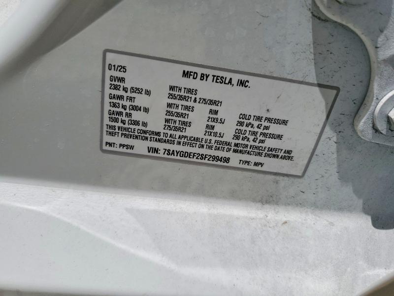 Aukcja sprzedaży 2025 Tesla Model Y, vin: 7SAYGDEF2SF299498, numer aukcji: 63702306
